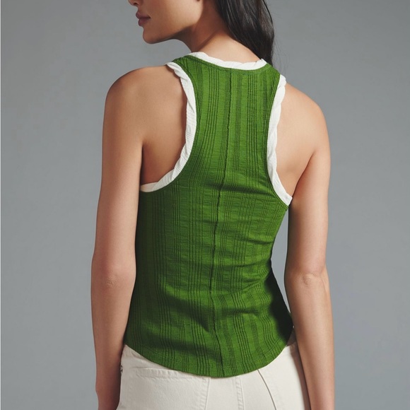 Pilcro Racerback Green Ribbed Tank in Green - Picture 4 of 7